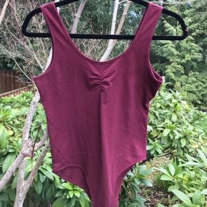Bodysuit tank top cotton stretch wine snap closure